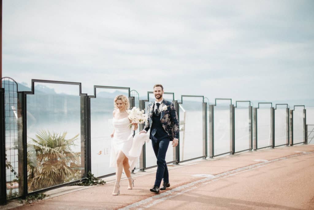 Wedding reception at Le Baron Tavernier above Lake Geneva